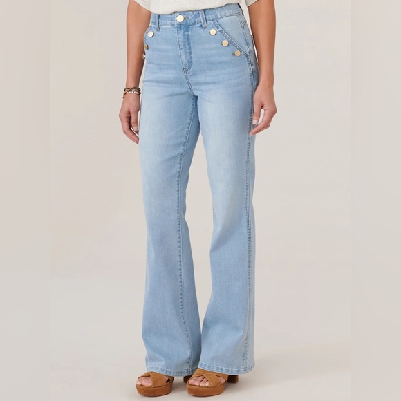 Democracy "Ab"solution® Skyrise Long Flare Jean with Angled Button-Lined Pockets - Picture 2 of 5
